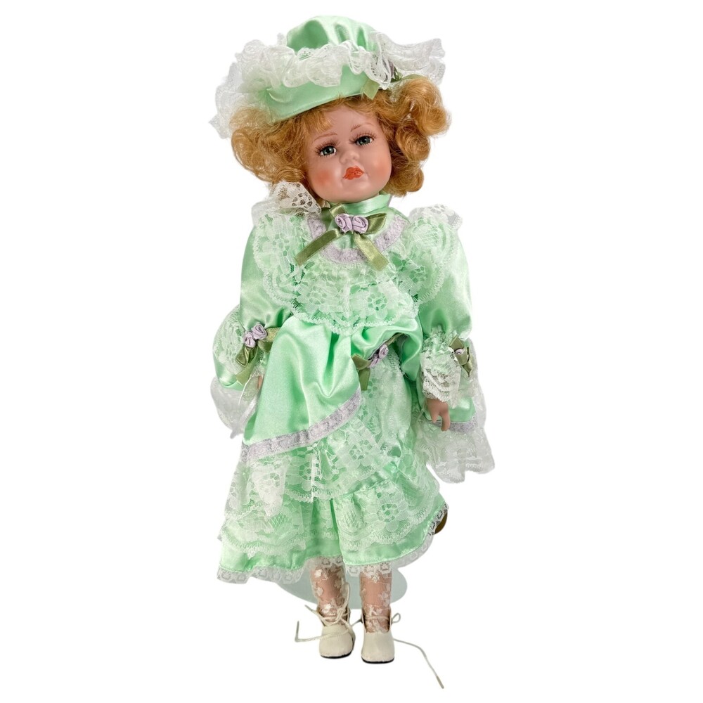 Century Collection Porcelain Doll 16” Simone Green Dress Rare w/Box